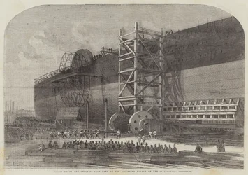 Ketten-Trommeln und Kontrollausrüstung beim versuchten Stapellauf der Leviathan